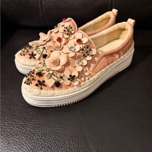 Women's Embellished Slip-On Sneakers - Blush Pink